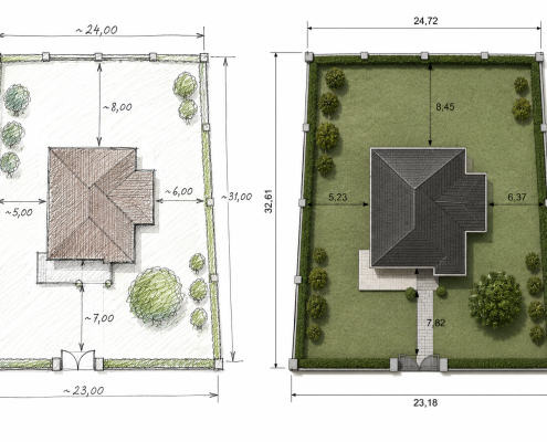 plan de bază realizat după măsurătorile din teren