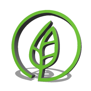 Logo PROIECT-GRĂDINĂ – frunză stilizată verde 3D.